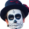 Gattman in sugar-skull face paint