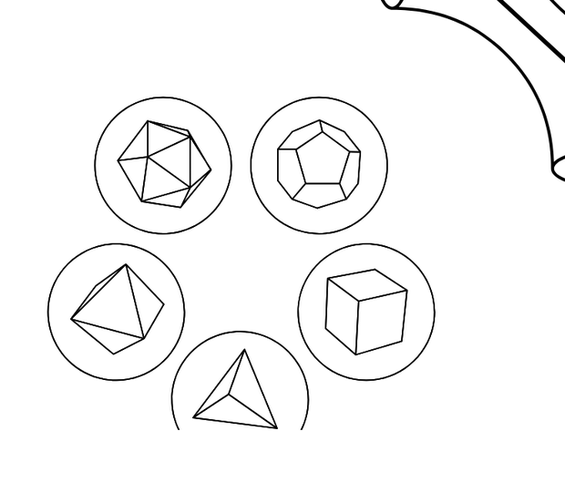On the wall: The five Platonic solids